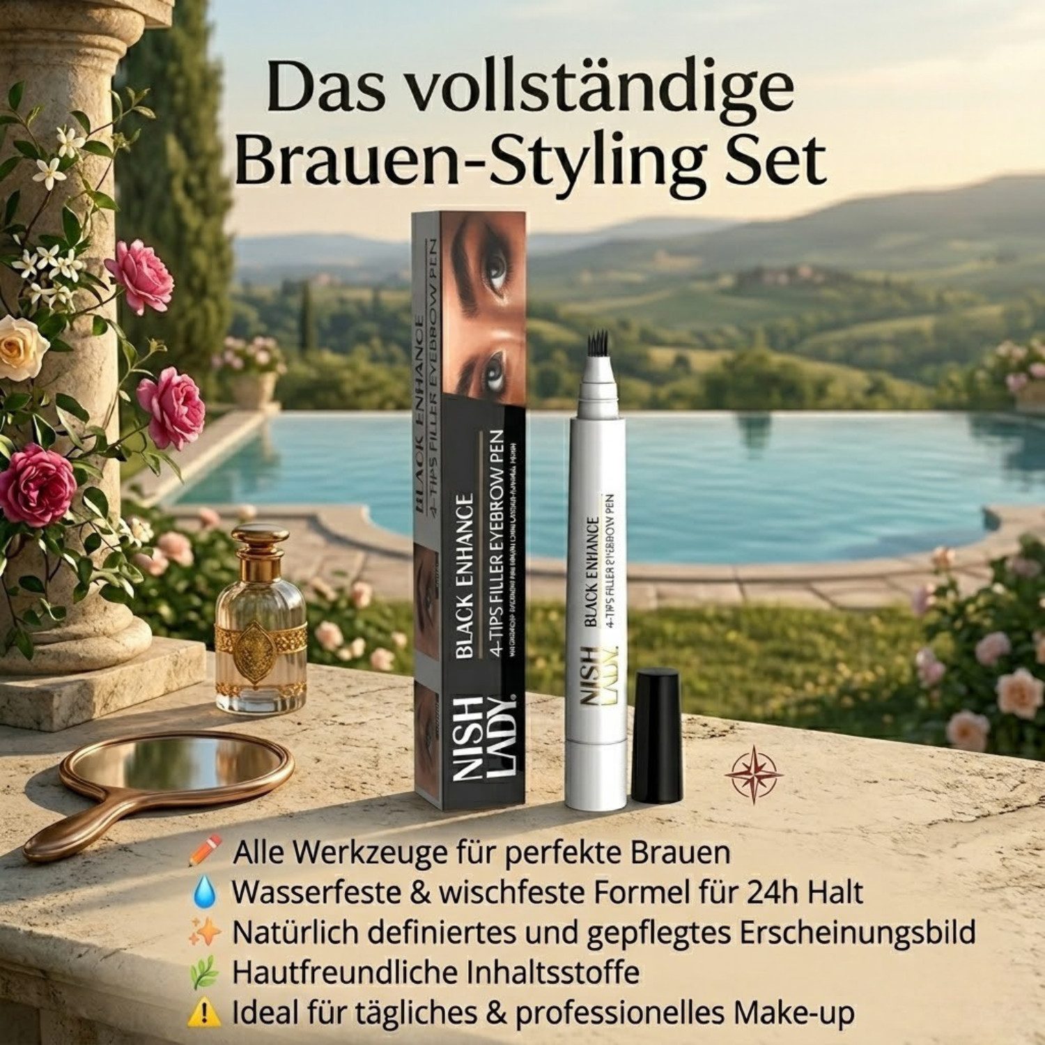 Nishlady Augenbrauen-Farbe Nishlady 4-Tips Augenbrauenstift – 3 Farben