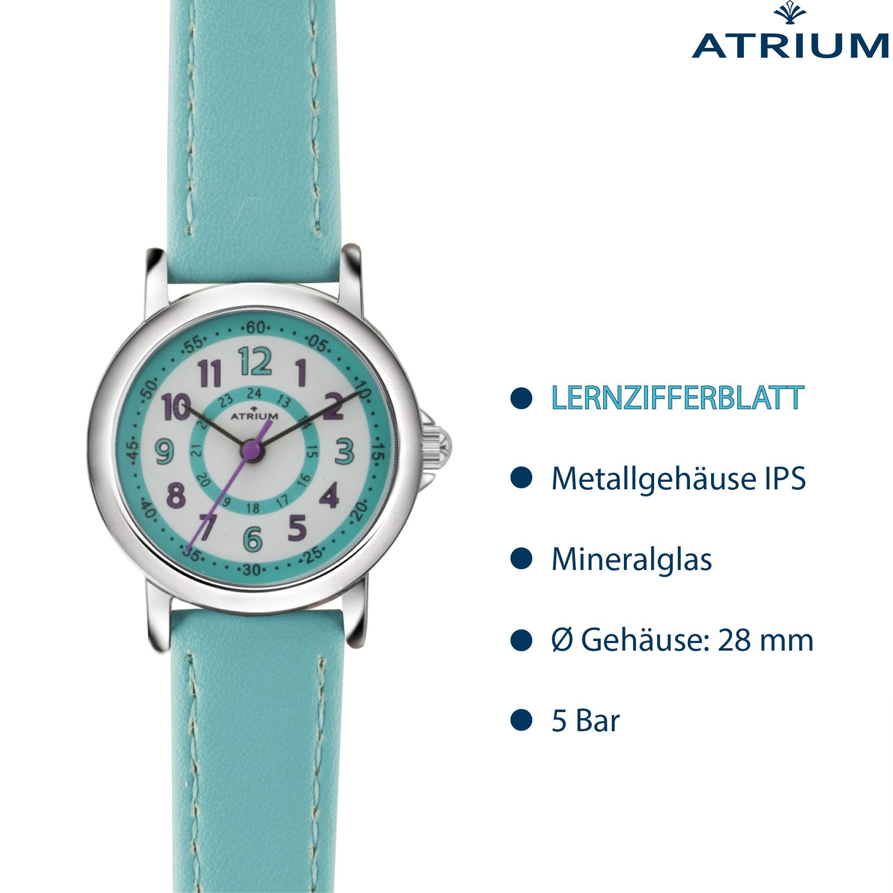 Atrium Quarzuhr A31 Kinder Armbanduhr, analog bunt deutlich Uhrzeit lernen Geschenkidee Ø 27mm – Bild 3 von 5