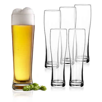 Spetebo Bierglas Weizenbierglas klar 6er Set, Glas, Bierglas spülmaschinenfest