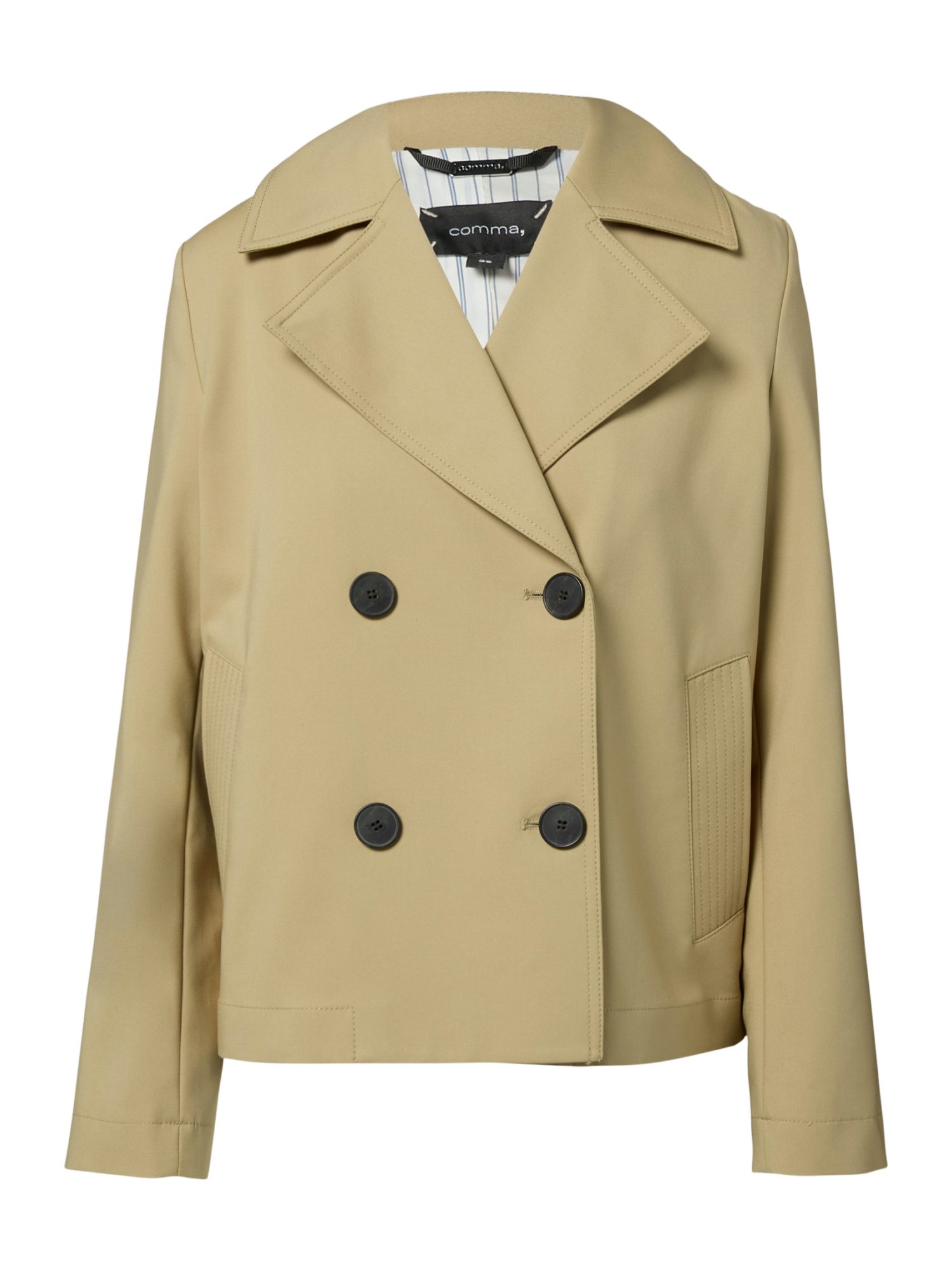 comma Outdoorjacke natur,Elegant,Baumwolle,Unifarben,Reverskragen,Lang,Regular Fit