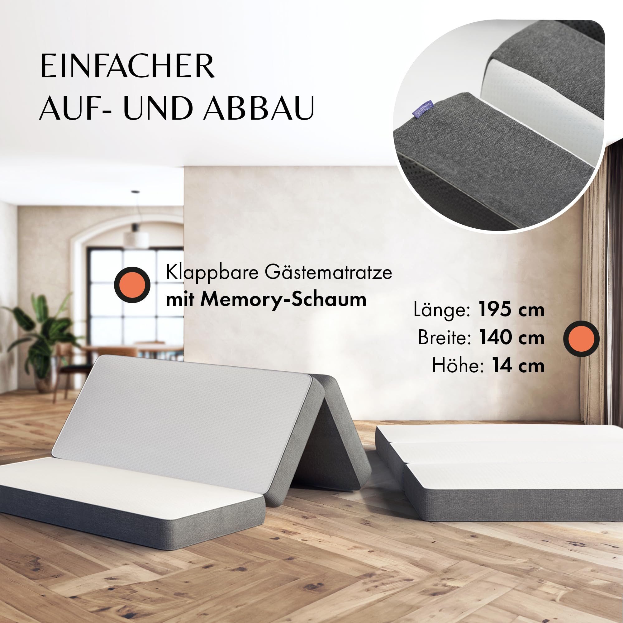 Klappmatratze Gästematratze klappbar 140 x 195 günstig online kaufen
