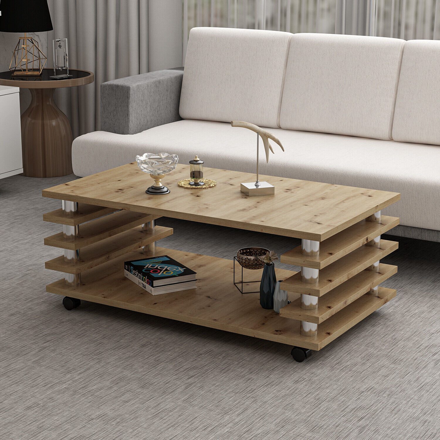 Homeline Couchtisch Couchtisch Hochglanz oder matt schwarz-weiß oder Eiche 115x65 cm