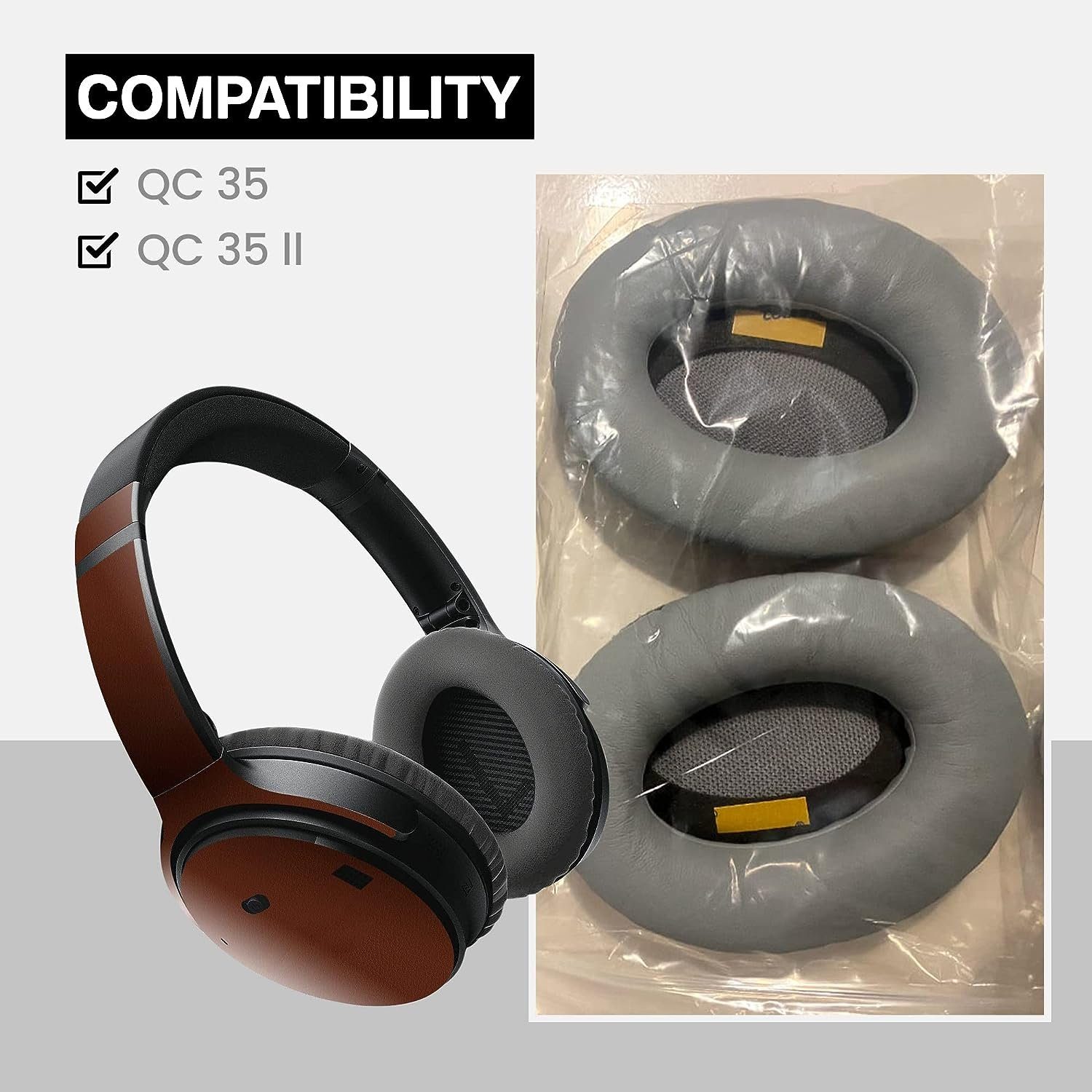 Ersatzohrpolster Grau Ohrpolster Headset 35 AURUM QuietComfort für Bose AURUM Ohrpolster