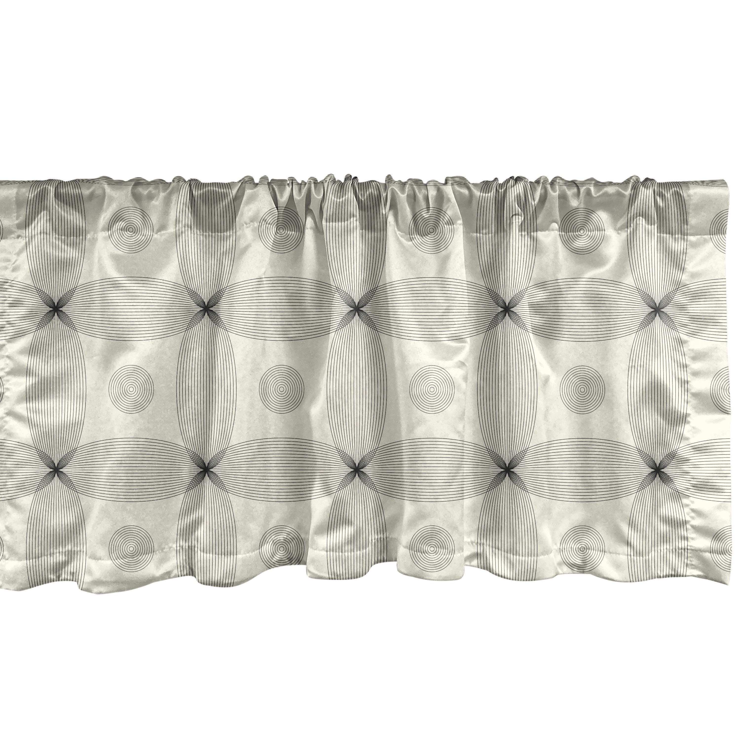 Scheibengardine Vorhang Volant für Küche Schlafzimmer Dekor mit Stangentasche, Abakuhaus, Microfaser, Geometrisch Thin Line Art Modern Grid