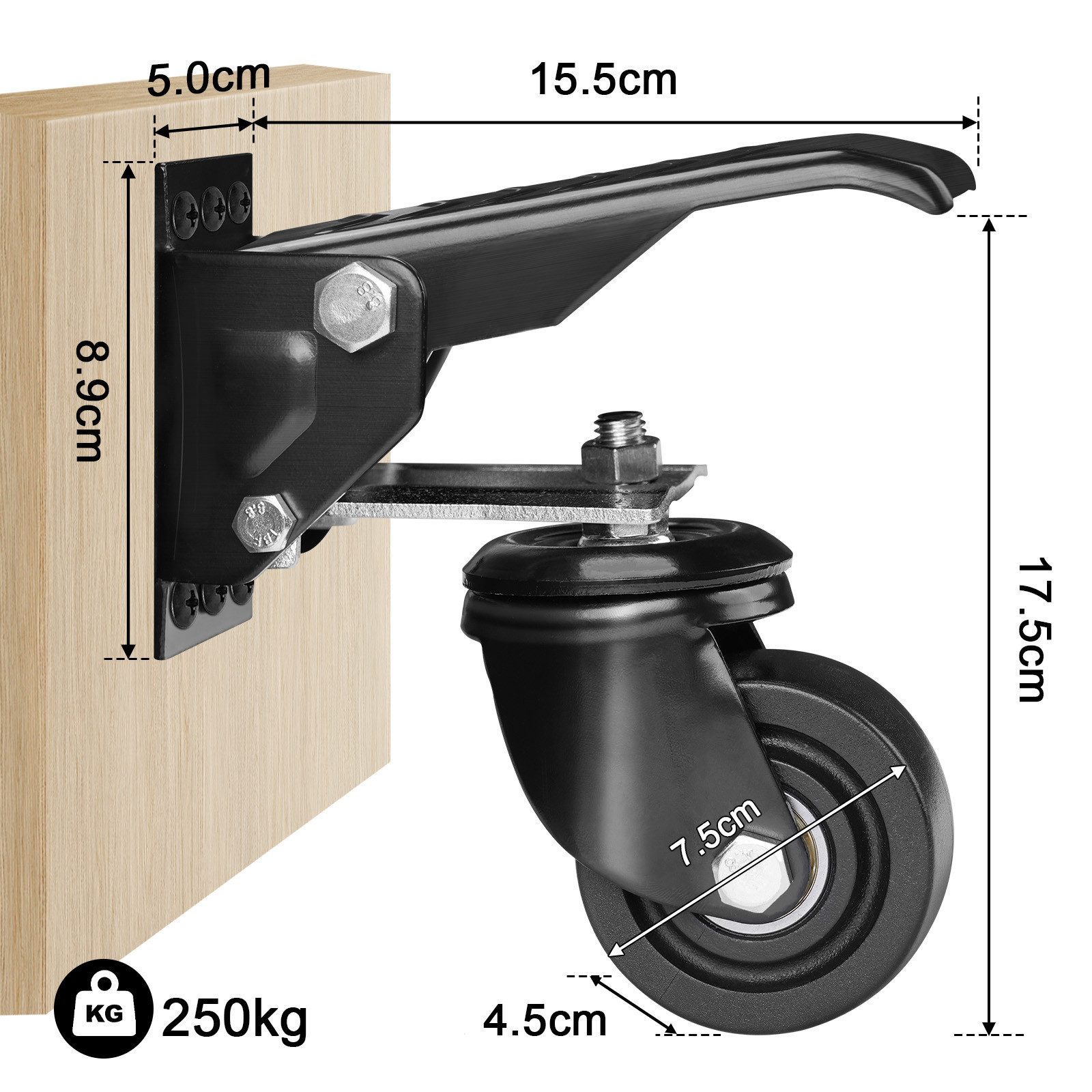 XERSEK Lenkrolle 4X Absenkbar Werkbank Werkbankrollen 75mm max.250kg Nylon günstig online kaufen