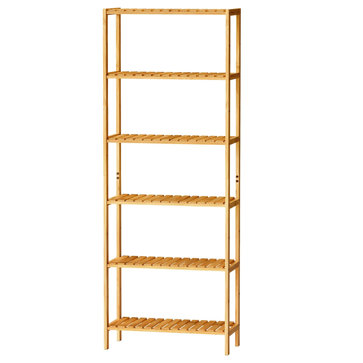 SONGMICS Badregal Badezimmerregal Küchenregal Schuhregal Standregal, mit 6 Ebenen, aus Bambus, für Bad, Wohnzimmer, Flur, Küche