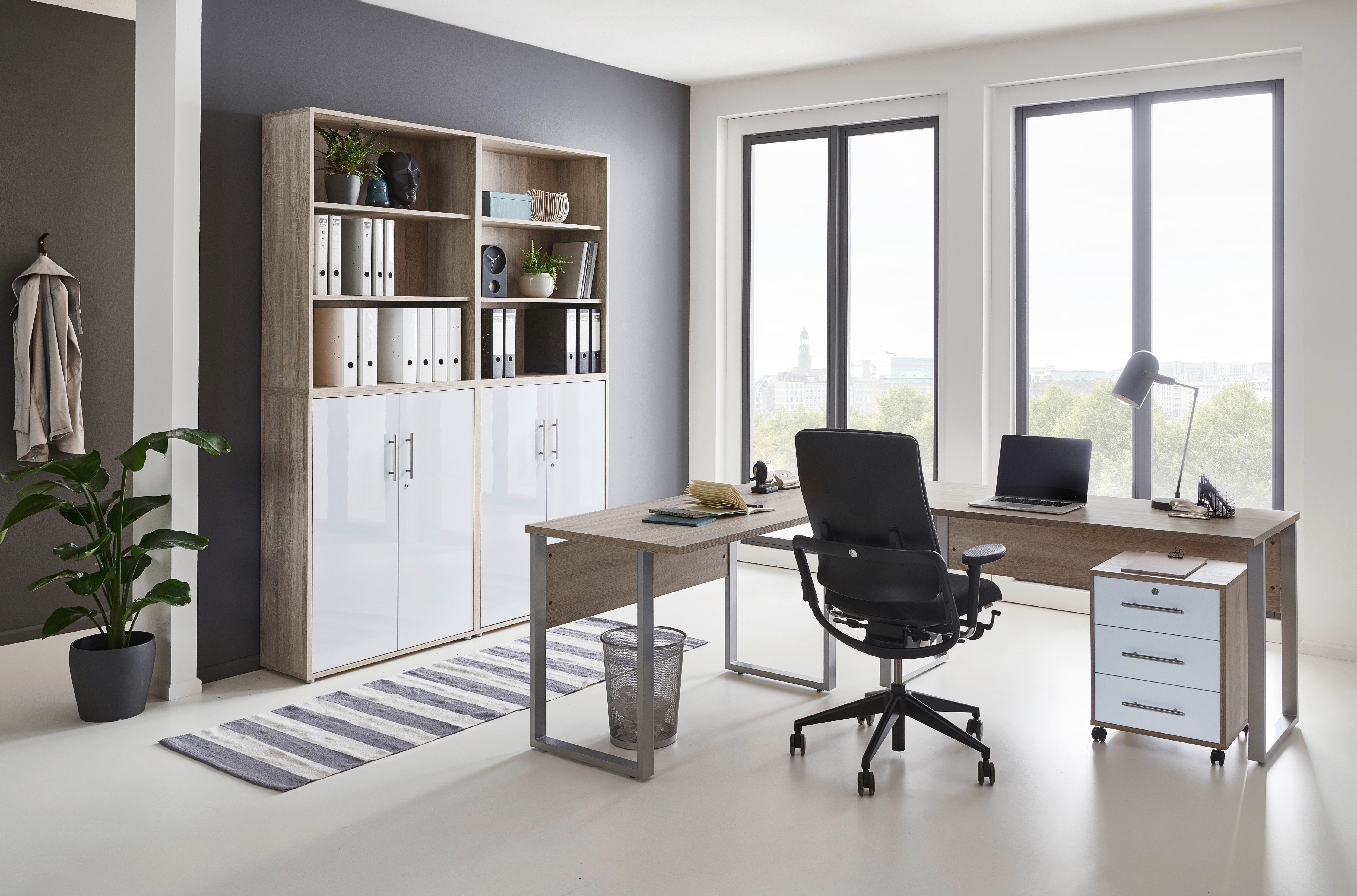 BMG Möbel Büromöbel-Set Office Edition Set 11, (Komplett-Set, 6-tlg), mit Winkelschreibtisch und abschließbaren Aktenschränken