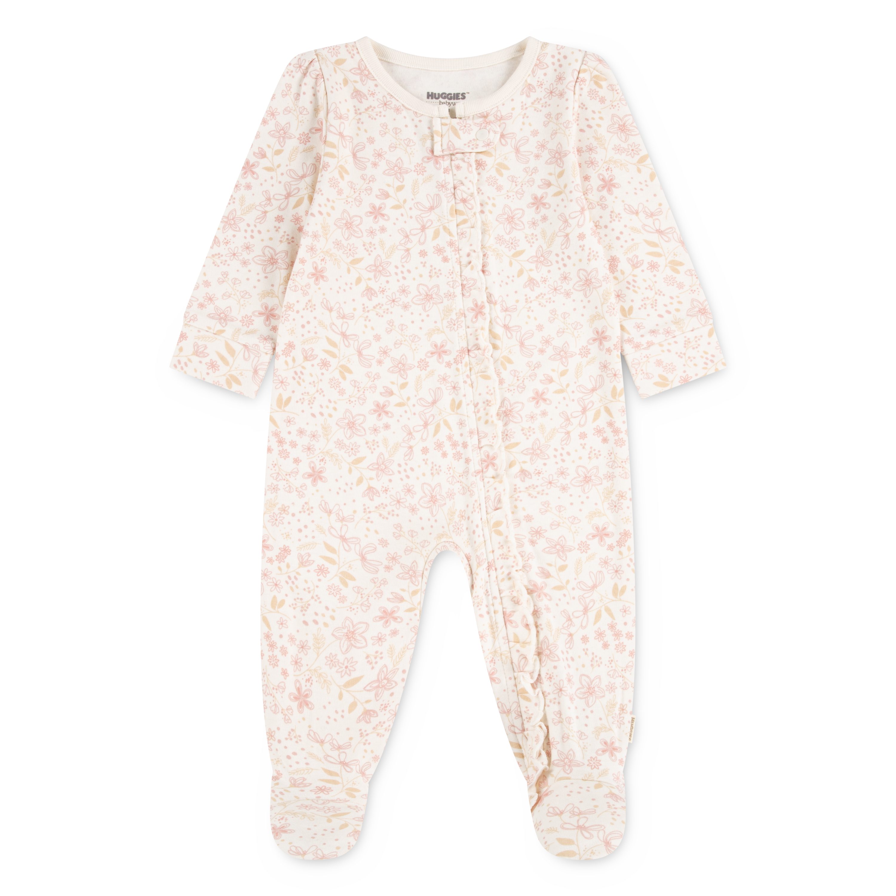 HUGGIES babywear Strampler HUGG FOOTED COVERALL Verdeckter Reißverschluss mit Kinnschutz und floralem Muster – Bild 5 von 5