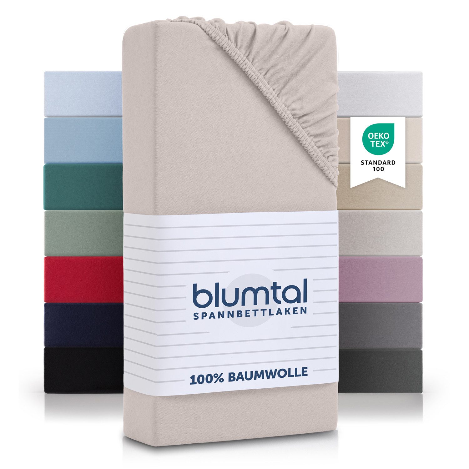 Blumtal Spannbettlaken Blumtal Basics 100% Baumwolle, Baumwolle, Gummizug: Rundum, (1 Stück), Jersey Bettlaken - atmungsaktiv, strapazierfähig und faltenfrei