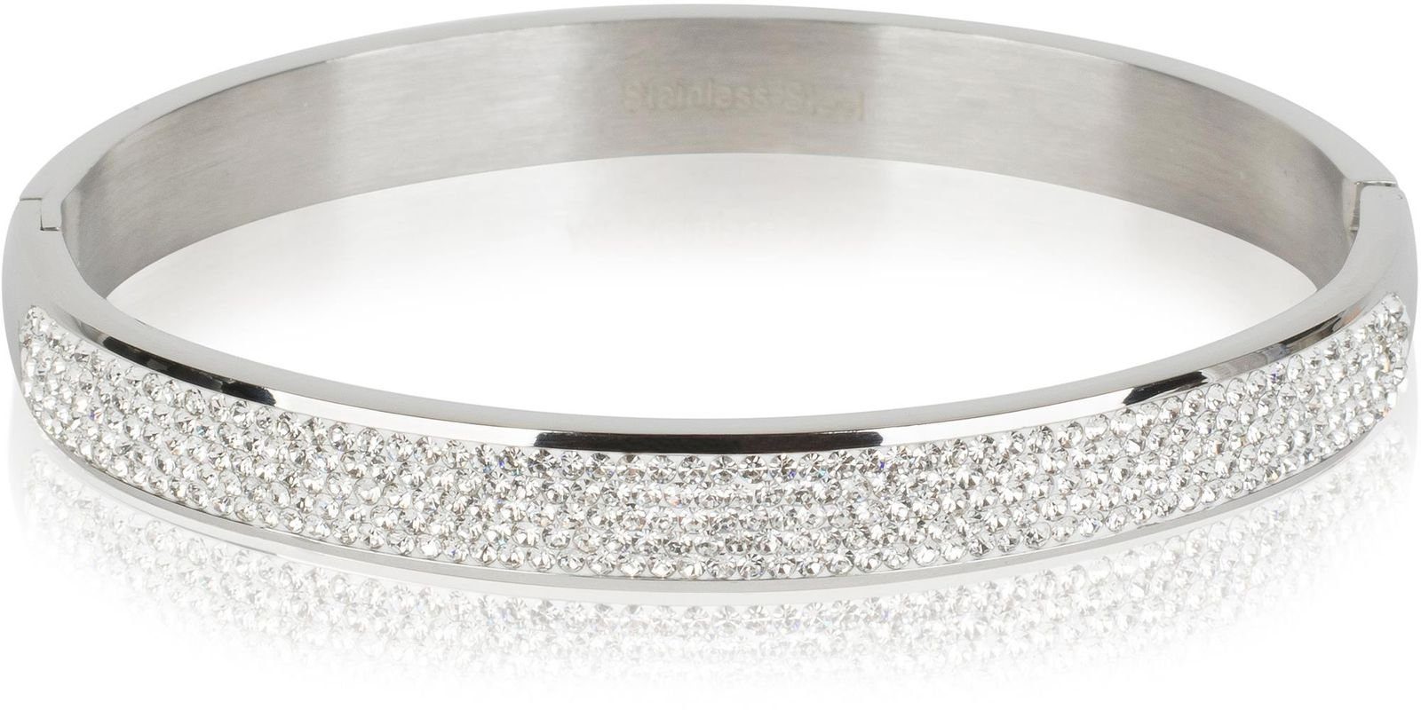 styleBREAKER Armreif Edelstahl Armreif mit Strass günstig online kaufen