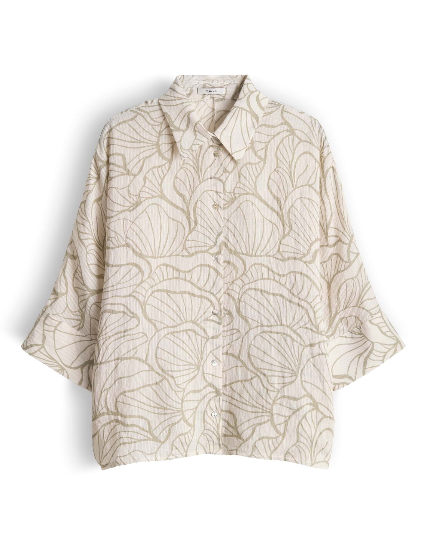 OPUS Kurzarmbluse Fashell aus Webware mit Streifenstruktur All-Over-Print, leichte Transparenz, weicher Griff, Casual