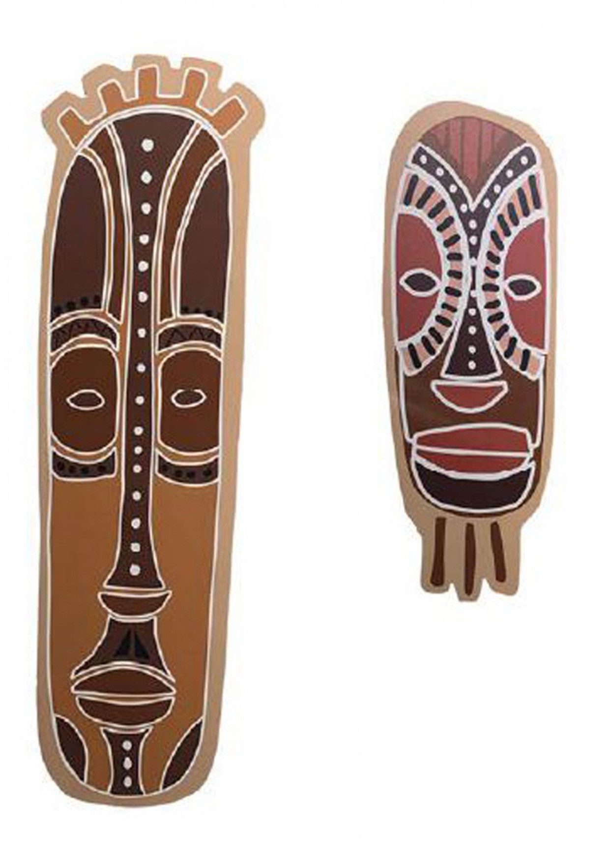 More2Home Wanddekoobjekt Wandschmuck MondiArt, MASK, 2er Set aus Holz