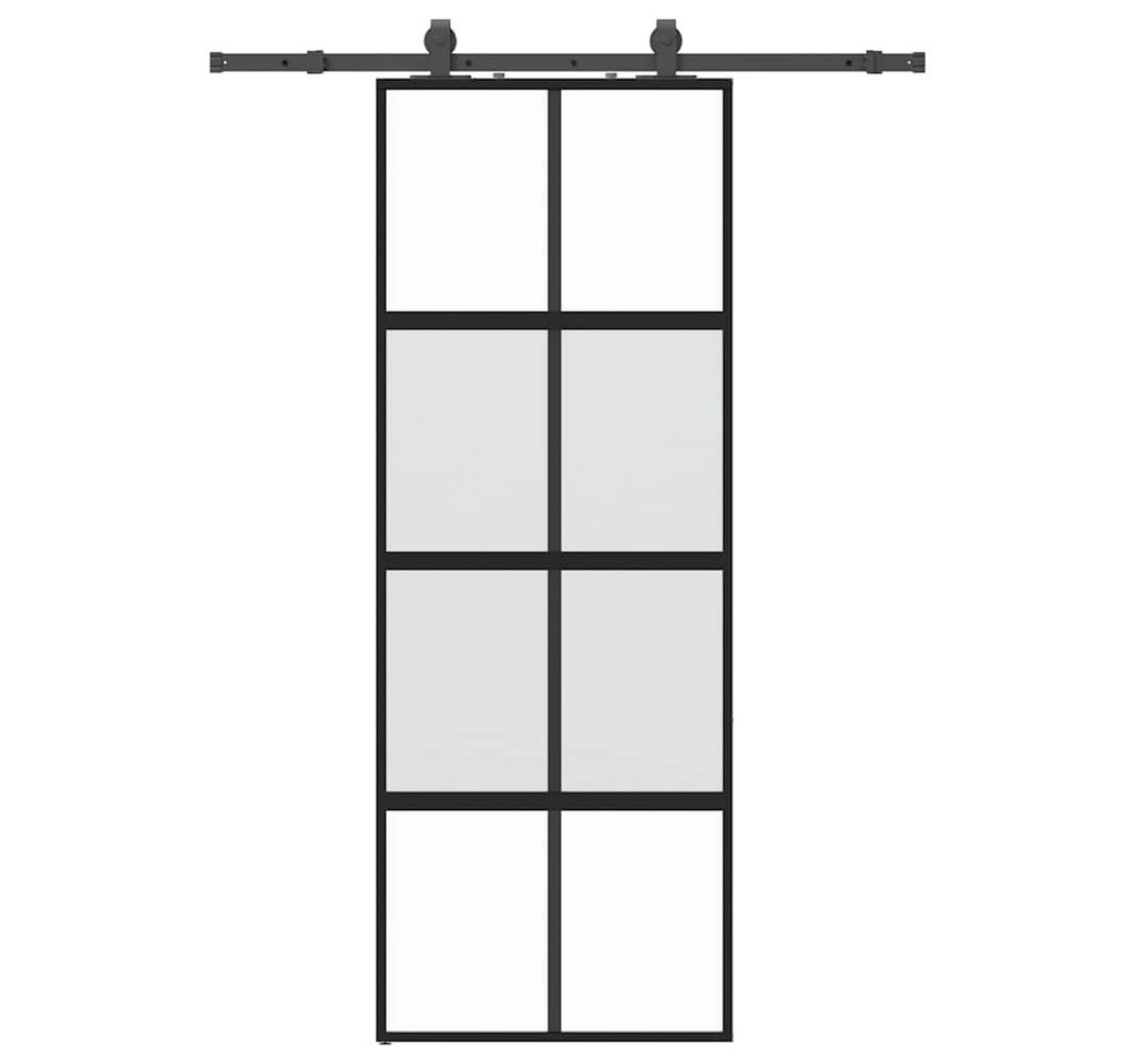 Thumbnail - vidaXL Schiebetür, Schiebetür mit Beschlag Schwarz 76x205 cm Hartglas
