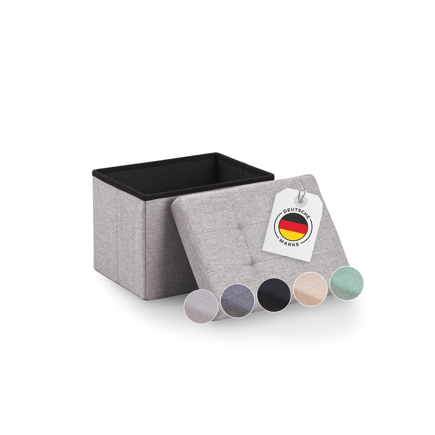 Blumtal Sitztruhe Sitzbank mit Stauraum + Aufbewahrungsboxen bei M & L - Polsterhocker, faltbar, nutzbar als Sitzhocker, Spielzeugtruhe, Fußhocker