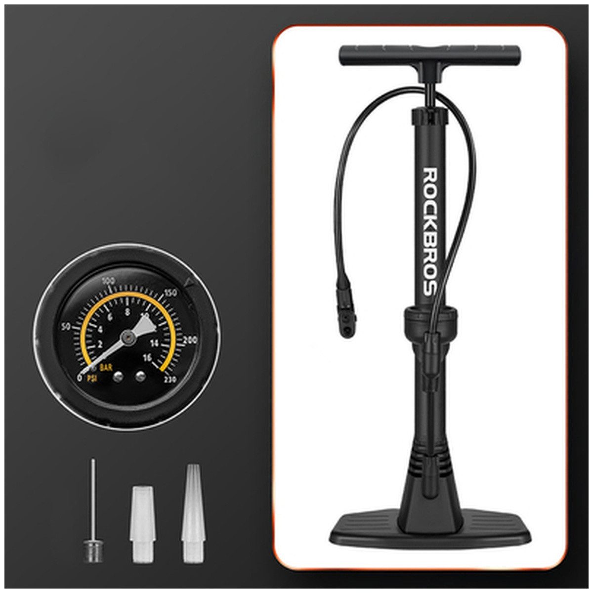 ROCKBROS Fahrradpumpe Rockbros 42510001001 Standfahrradpumpe