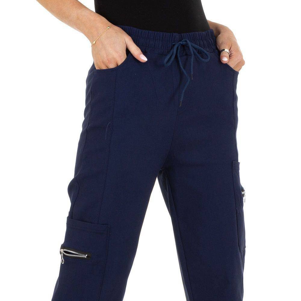 Damen Hosen Ital-Design Stoffhose Damen Freizeit Stretch Stoffhose in Blau