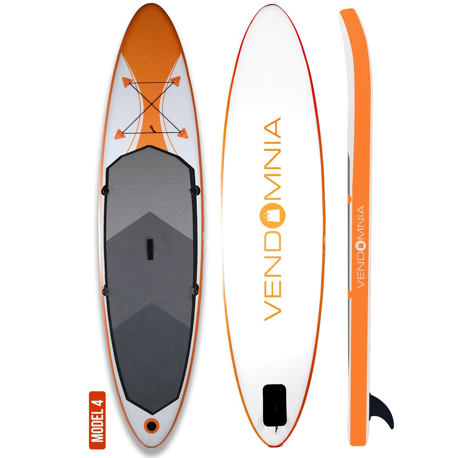 VENDOMNIA Inflatable SUP-Board Paddle kg, Modell PVC 4 Größen Paddling 7 Board, Up Set 305cm Tragetasche, dick, aufblasbar, cm Pumpe, Schichten, 366cm max - Weiß-Orange (15 board, 130 3 Surfboard) 380cm, 320cm Paddelboard, Zubehör, 4: Farben, Stand