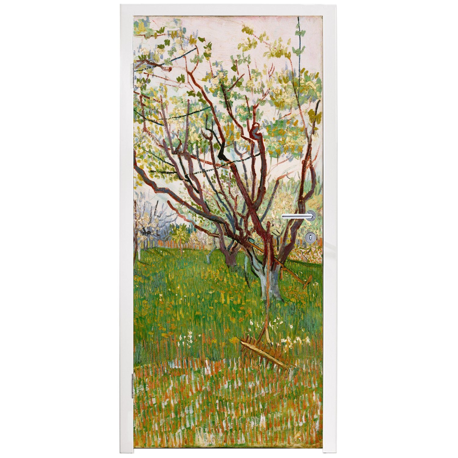 für MuchoWow Gogh, Vincent Tür, St), Fototapete Matt, - van bedruckt, Türtapete cm (1 Blühender Türaufkleber, Obstgarten 75x205