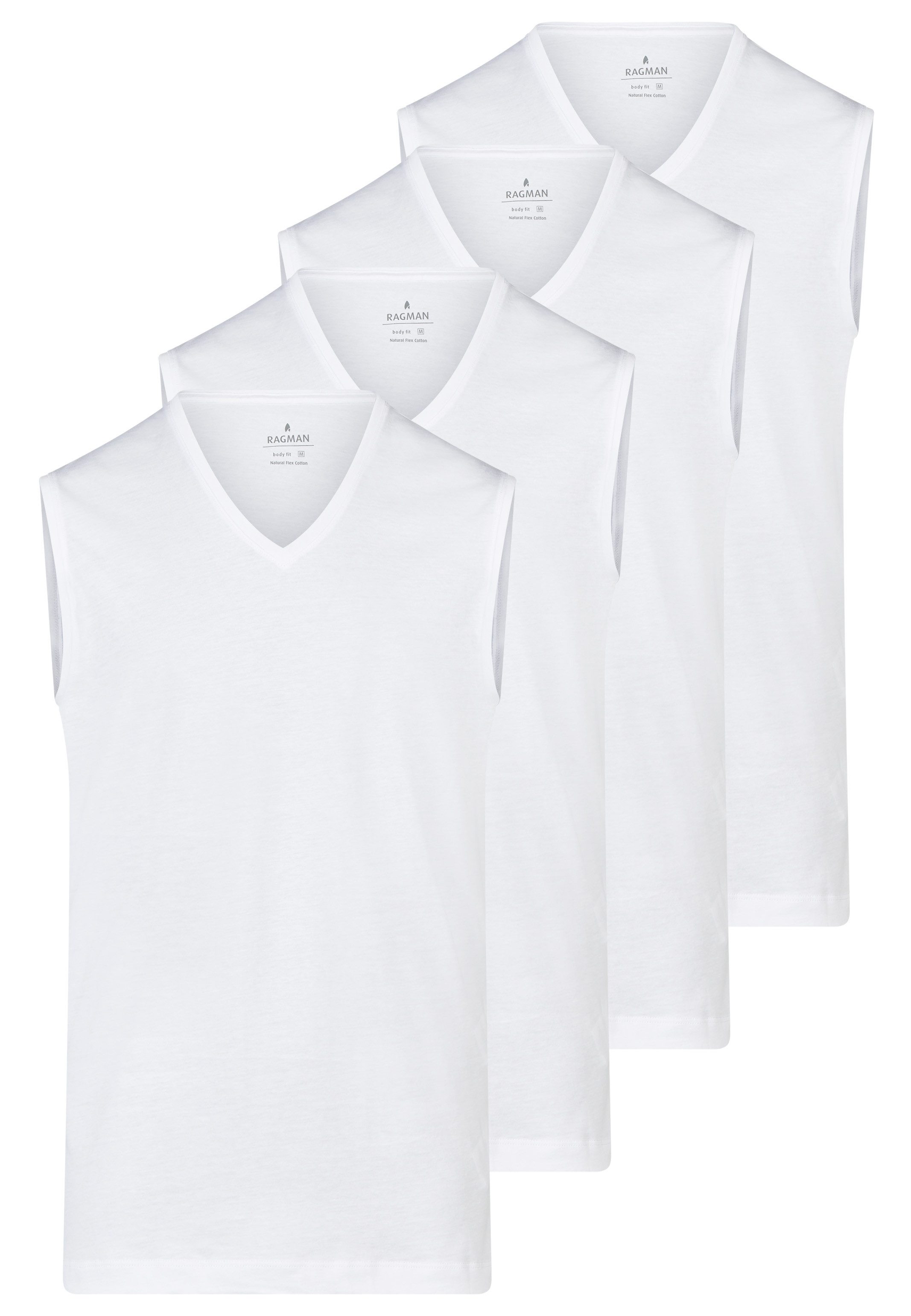 RAGMAN Unterhemd 4er Pack Basic (Spar-Set, 4-St) Unterhemd / Tanktop - Baumwolle - Atmungsaktiv
