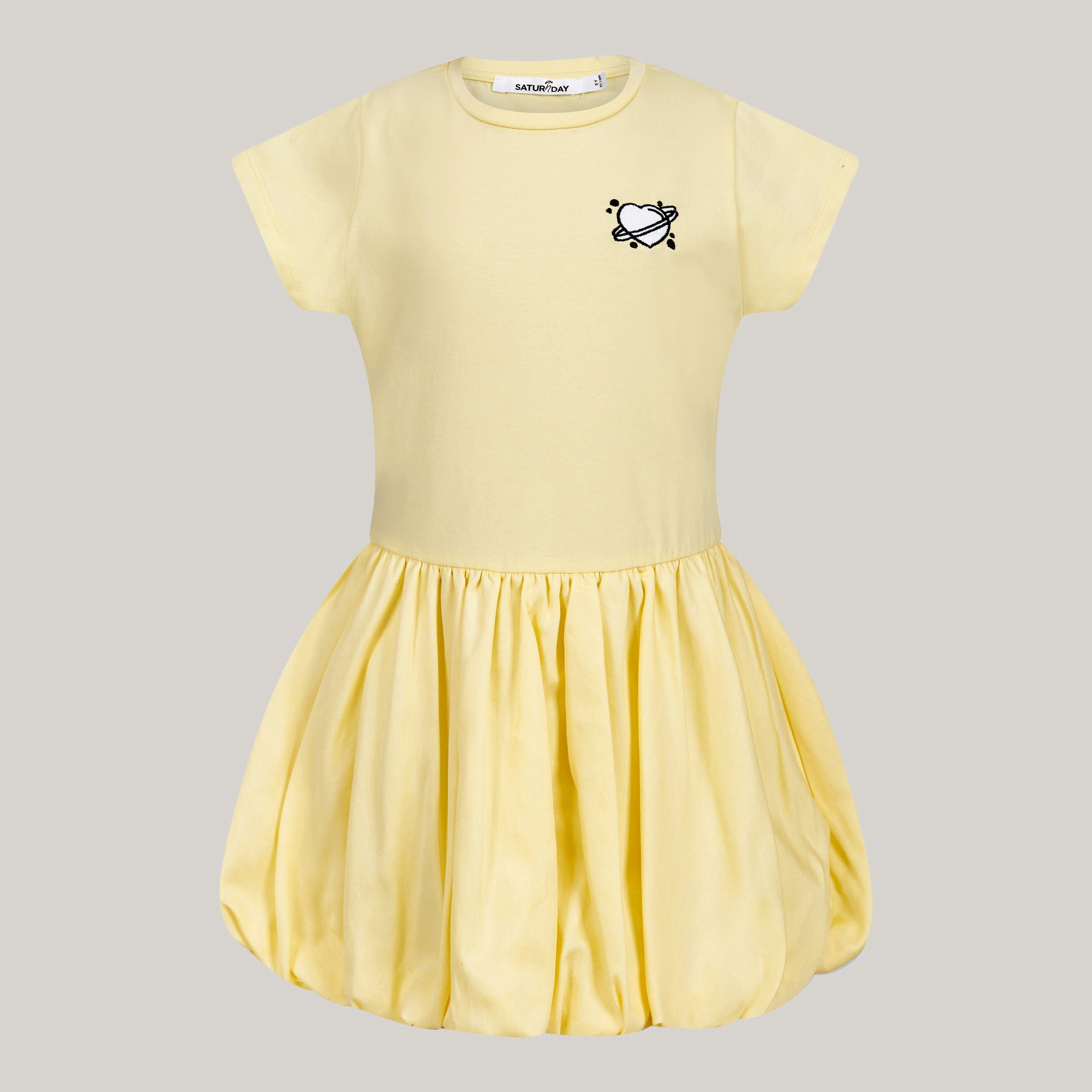Sommerkleid Balloon-Kleid aus Baumwolle mit Herz Stickerei in gelb