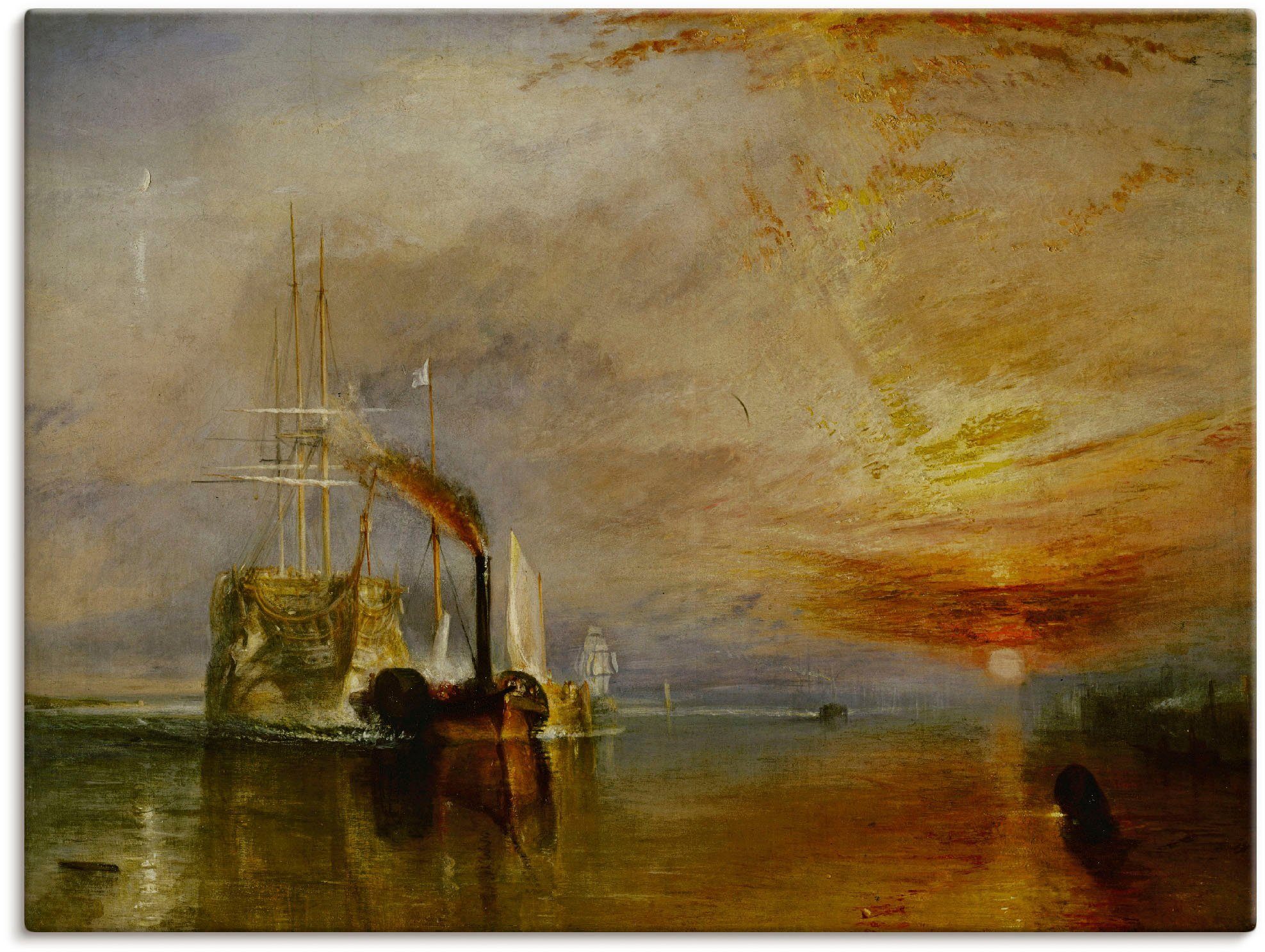 Artland Leinwandbild Die Temeraire an ihrem Ankerplatz, Gewässer (1 St), auf Holzrahmen gespannt