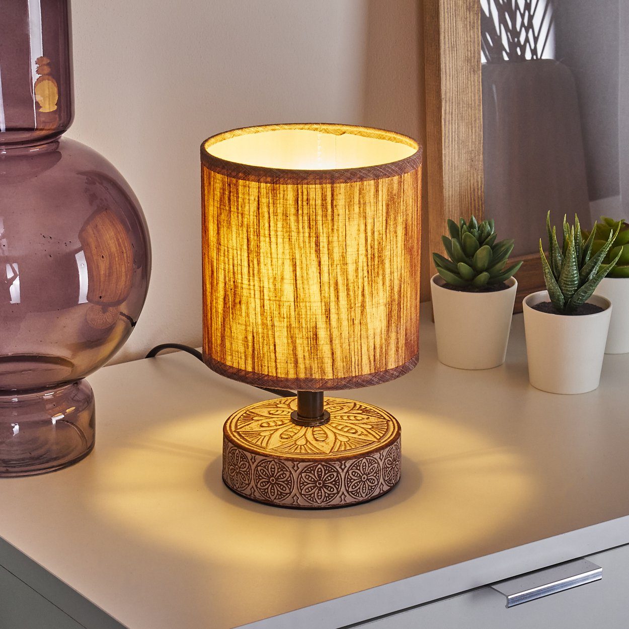 Tischleuchte Retro Wohn Schlaf Zimmer Beleuchtung Nacht Tisch Lampen Stoff Lese