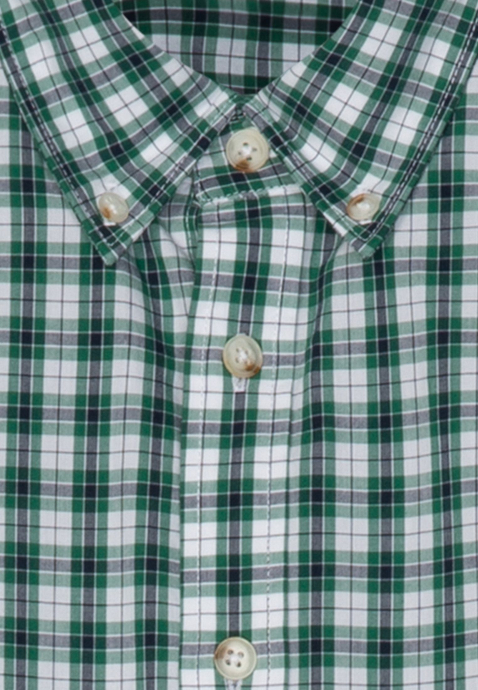 Herren Hemden seidensticker Businesshemd Schwarze Rose Regular Kurzarm Button-Down-Kragen Karo