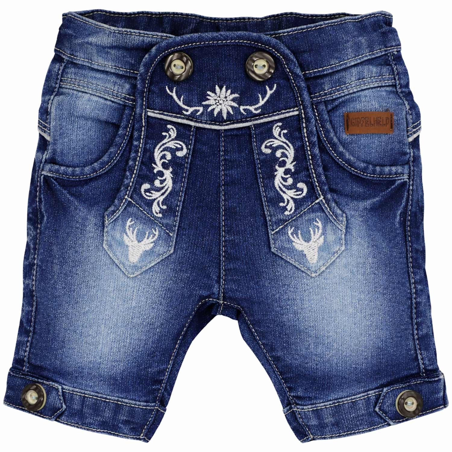 BONDI Trachtenlederhose Jungen Trachten Jeans Bermuda 'Gipfelkraxler' 9172