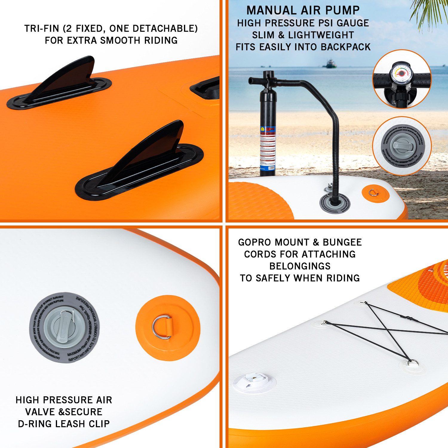 Puluomis Inflatable SUP-Board Set aufblasbar mit Halter, Sitz und Fußband, MB. bis 150Kg, 335/320cm, Surfbrett Paddling Paddelboard