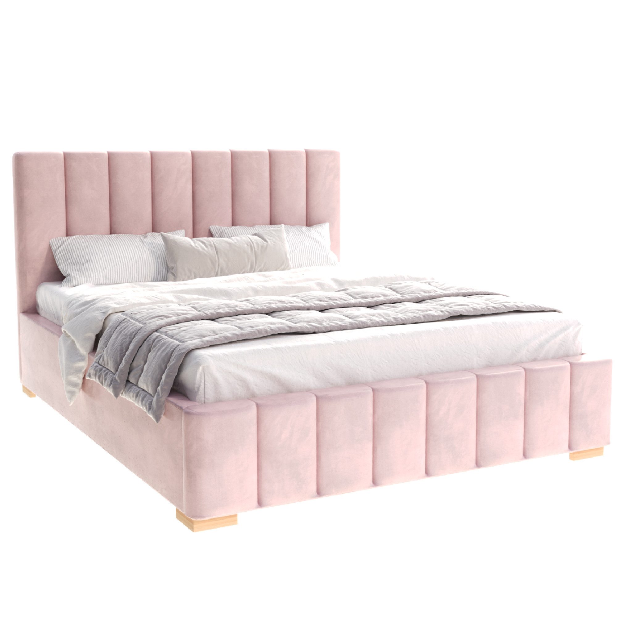 FDM Polsterbett modern mit Bettkasten MADE IN EU - mit hochwertigem Velours Bezug (verfügbar 90x200 120x200 140x200 160x200 180x200cm, Bettrahmen, Bett, mit großen gepolsterten Kopfteil, mit Bettkasten zum aufklappen), Hebbarer Metallrahmen, Bettkasten, mit/ohne Matratze