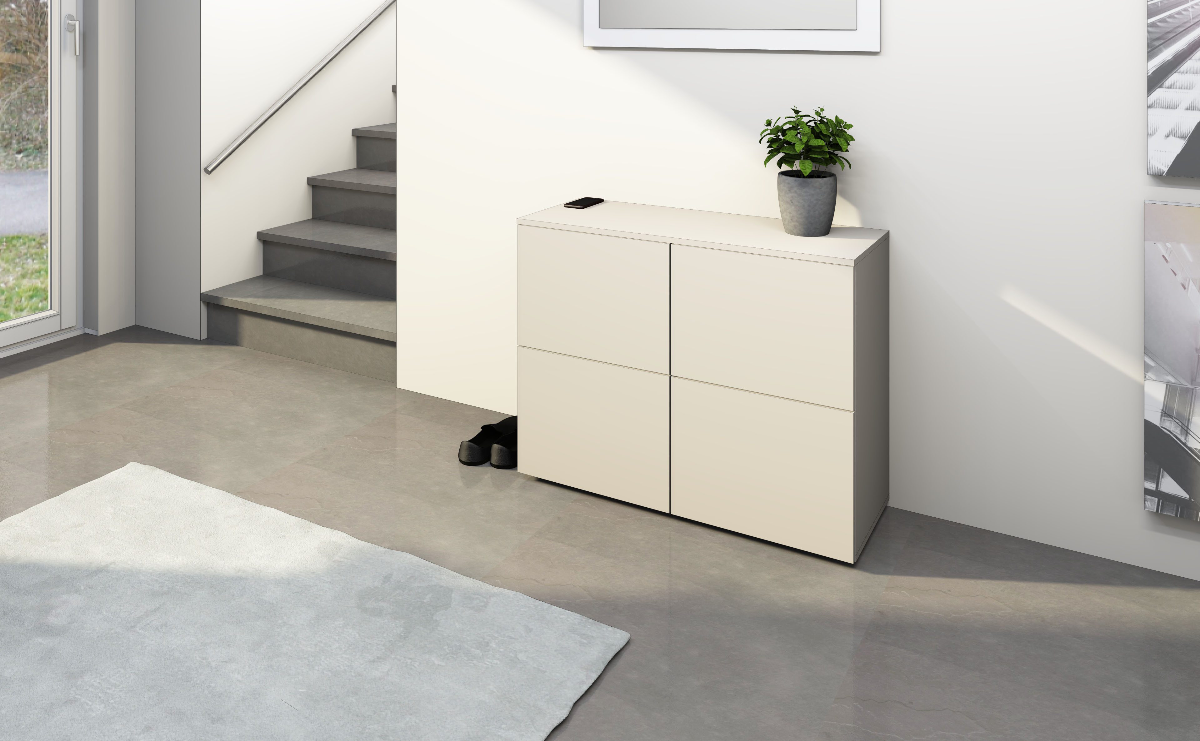 borchardt Möbel Kommode Rova, Sideboard mit 4 Türen, Breite 93 cm, 4-türig, Kommode mit viel Stauraum, kaschmir