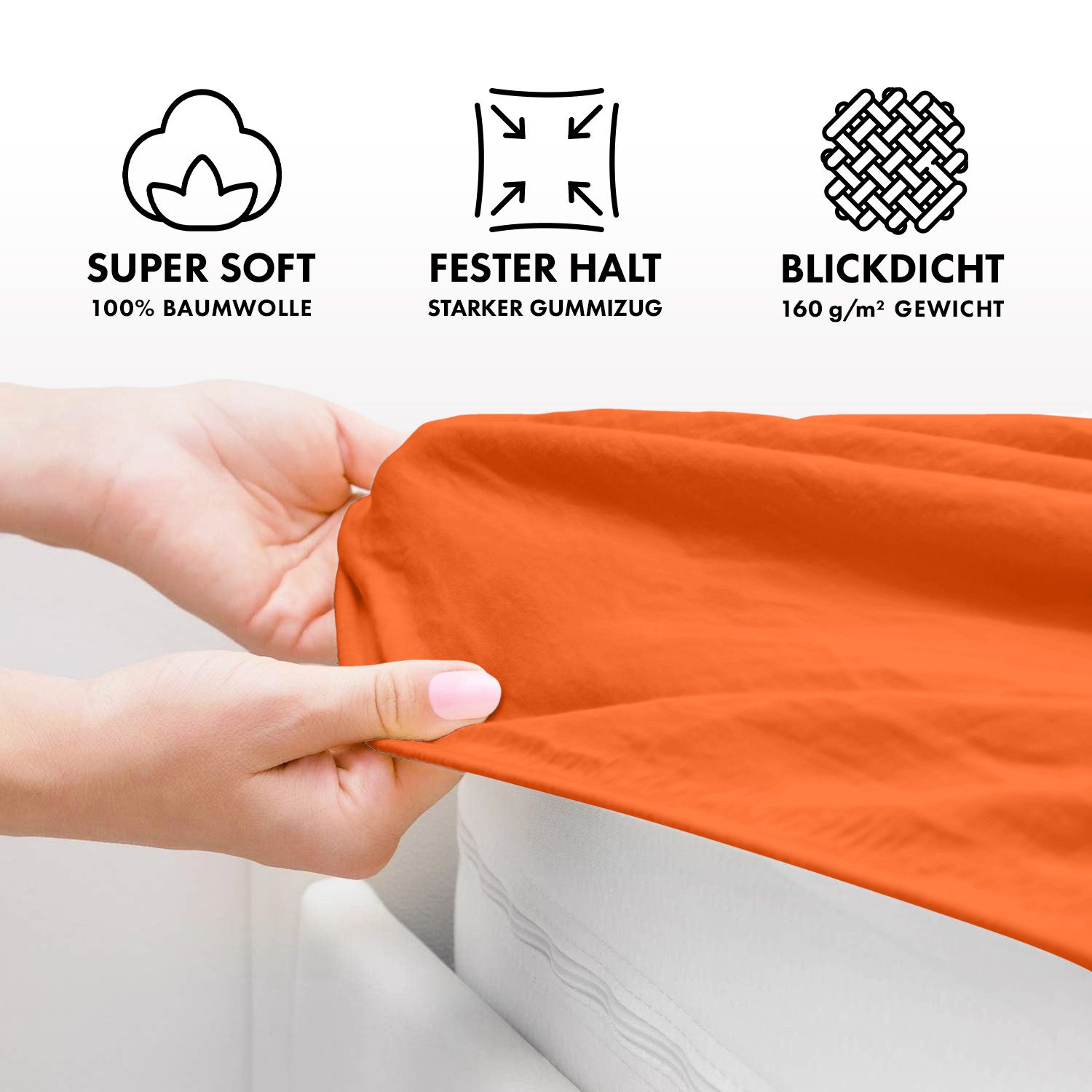 Jacobson Spannbettlaken BOXSPRING & ÜBERLÄNGE aus 100% Baumwolle, für hohe & lange Matratzen, Jersey Bettlaken 160 g/m²