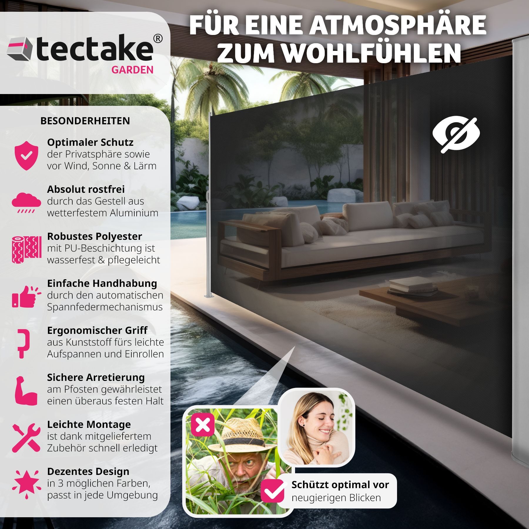 Thumbnail - tectake Seitenarmmarkise Seitenmarkise aus Aluminium