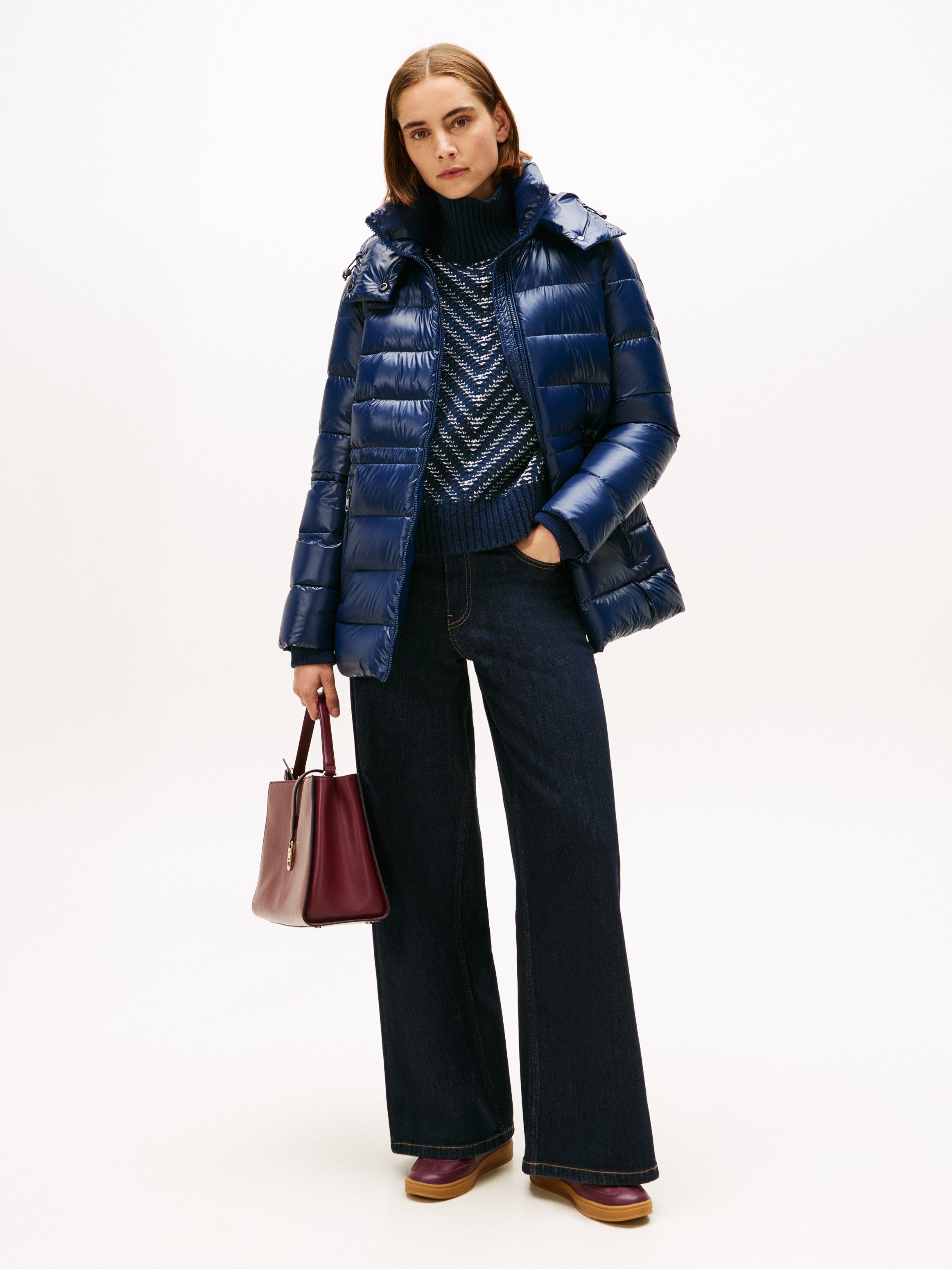 Tommy Hilfiger Steppmantel GLOSS HW DOWN WAIST REG COAT in leicht glänzender Optik