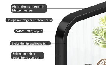 WDWRITTI Ganzkörperspiegel 150x50 rechteckig Standspiegel Wandspiegel groß Schwarz (Flurspiegel modern, 5mm HD Spiegel, mit Metall Alu Rahmen), 4 Installationsmethoden