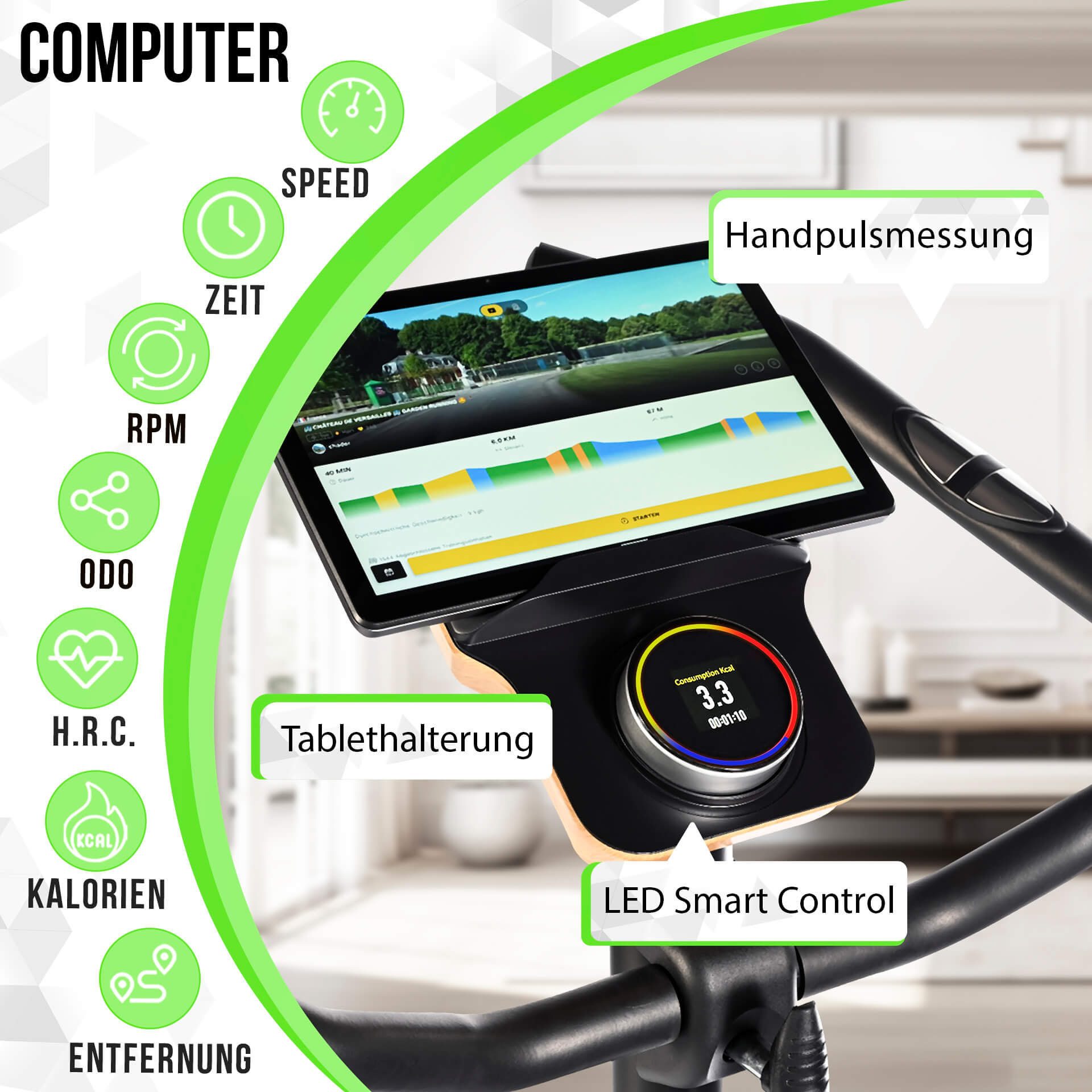 Christopeit Sport® Ergometer ET 3.1 (Kinomap kompatibel), 120 kg max. Benutzergewicht, Fahrrad, 32 Widerstandsstufen – Bild 4 von 5
