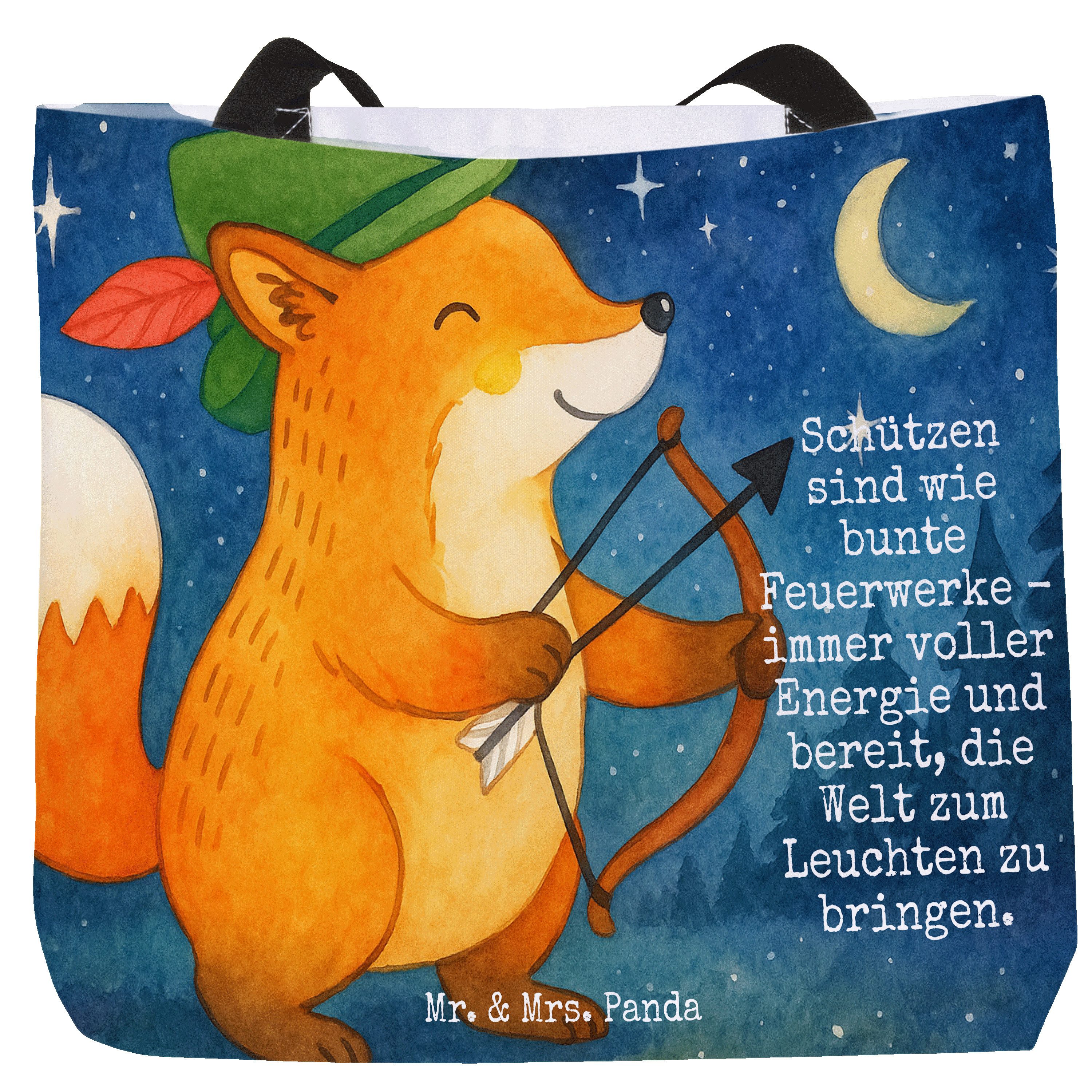 Mr. & Mrs. Panda Shopper Schütze Astrologie Design, Tote Bag, Weiß, Umhängetasche, Sternzeiche (Packung, 1-tlg)