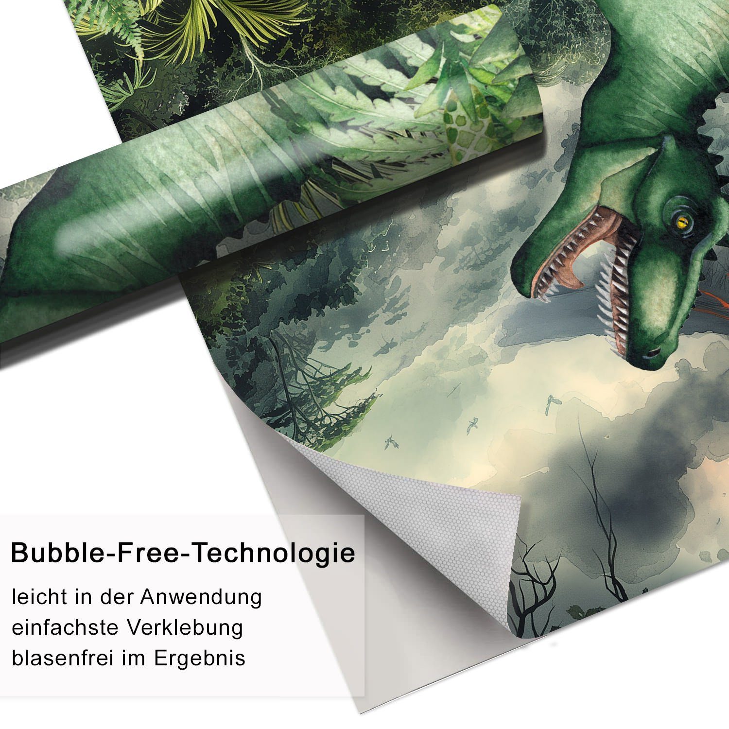 Sunnywall Möbelfolie passend für IKEA Malm Kommode Schrankfolie Aufkleber mit T-Rex Motiv, blasenfreie selbstklebende Folie (SCHRANK NICHT INKLUSIVE)