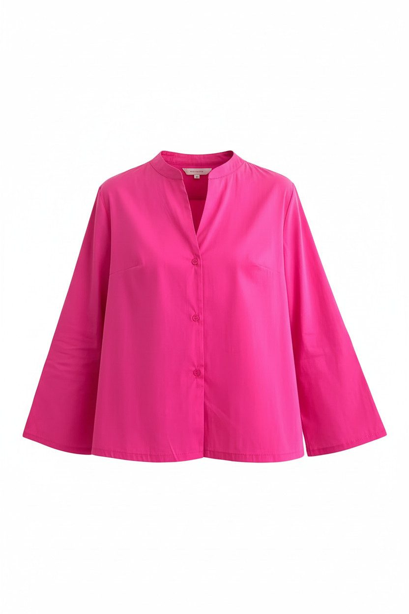 Zuckerwatte Langarmbluse A-Linie mit V-Ausschnitt aus Baumwollstretch günstig online kaufen