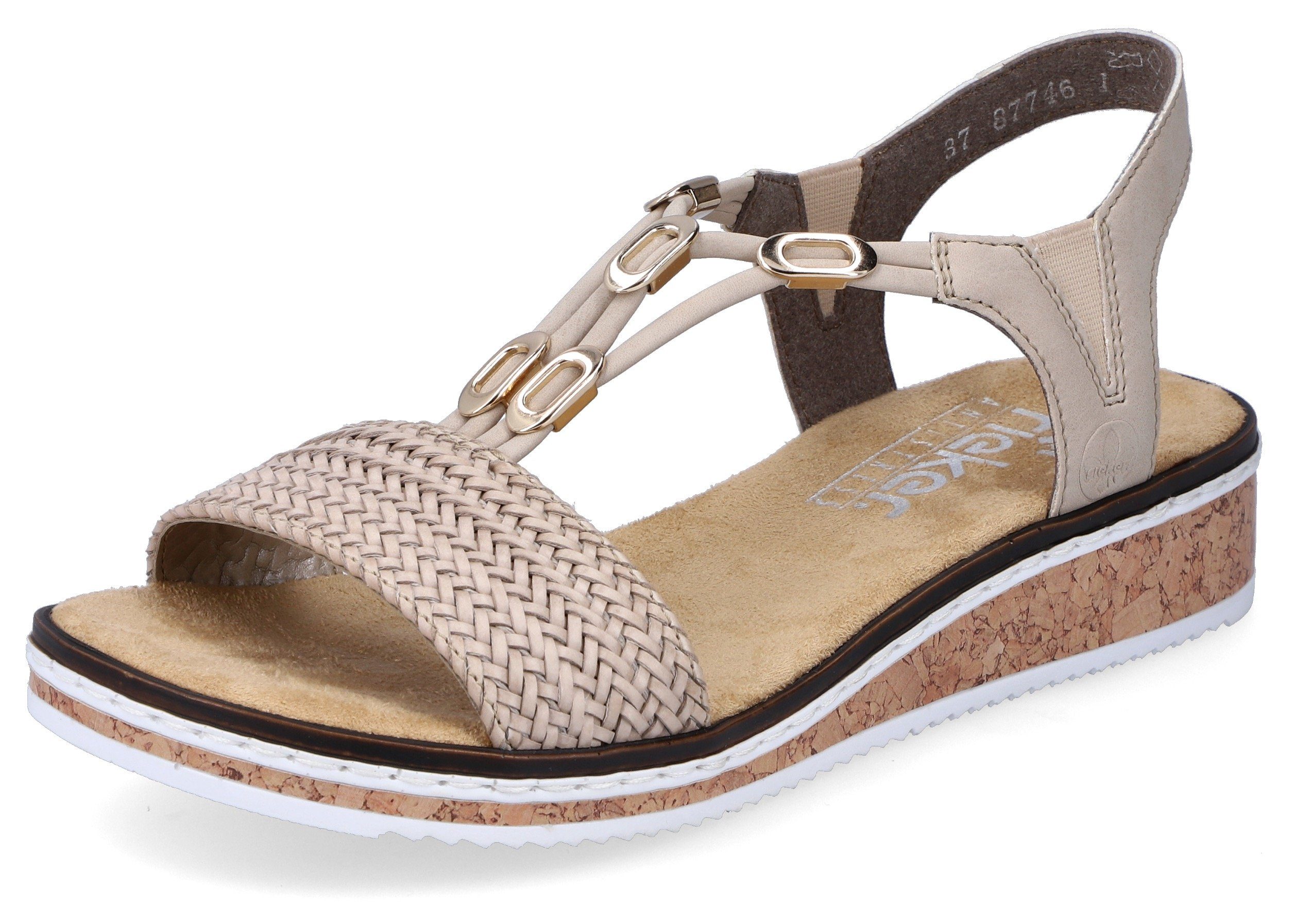 Rieker Sandale, Sommerschuh, Sandalette, Keilabsatz, in geflochtenem Look