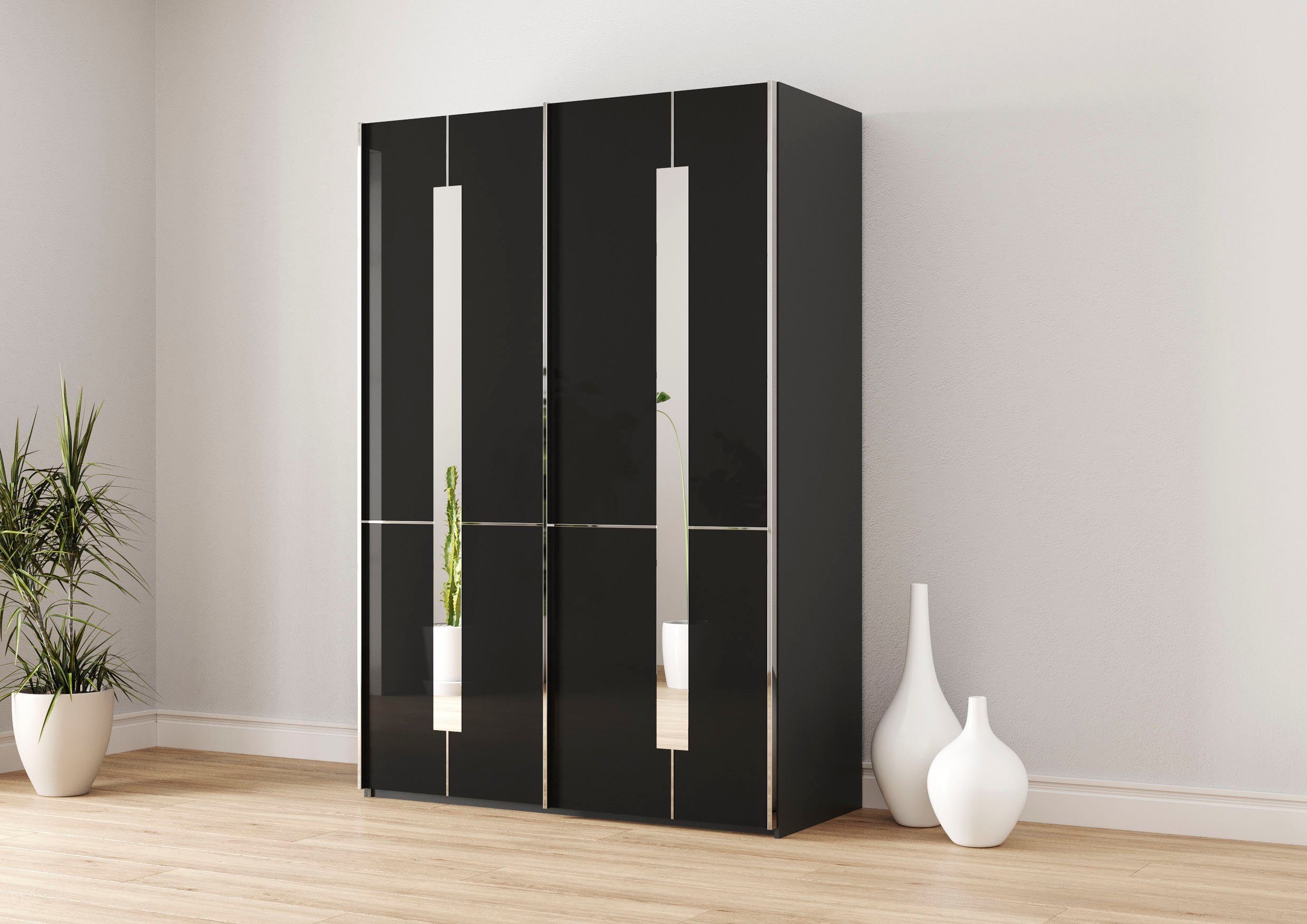 Musterring Schwebetürenschrank Imola W inkl. Einlegeböden und Kleiderstangen, mit Glastüren inkl. Zierspiegel