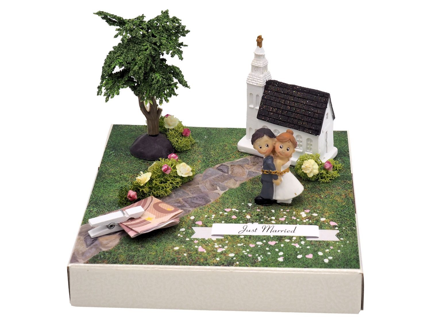 ZauberDeko Geschenkbox Geldgeschenk Verpackung Kirche Hochzeit Geschenk Just Married