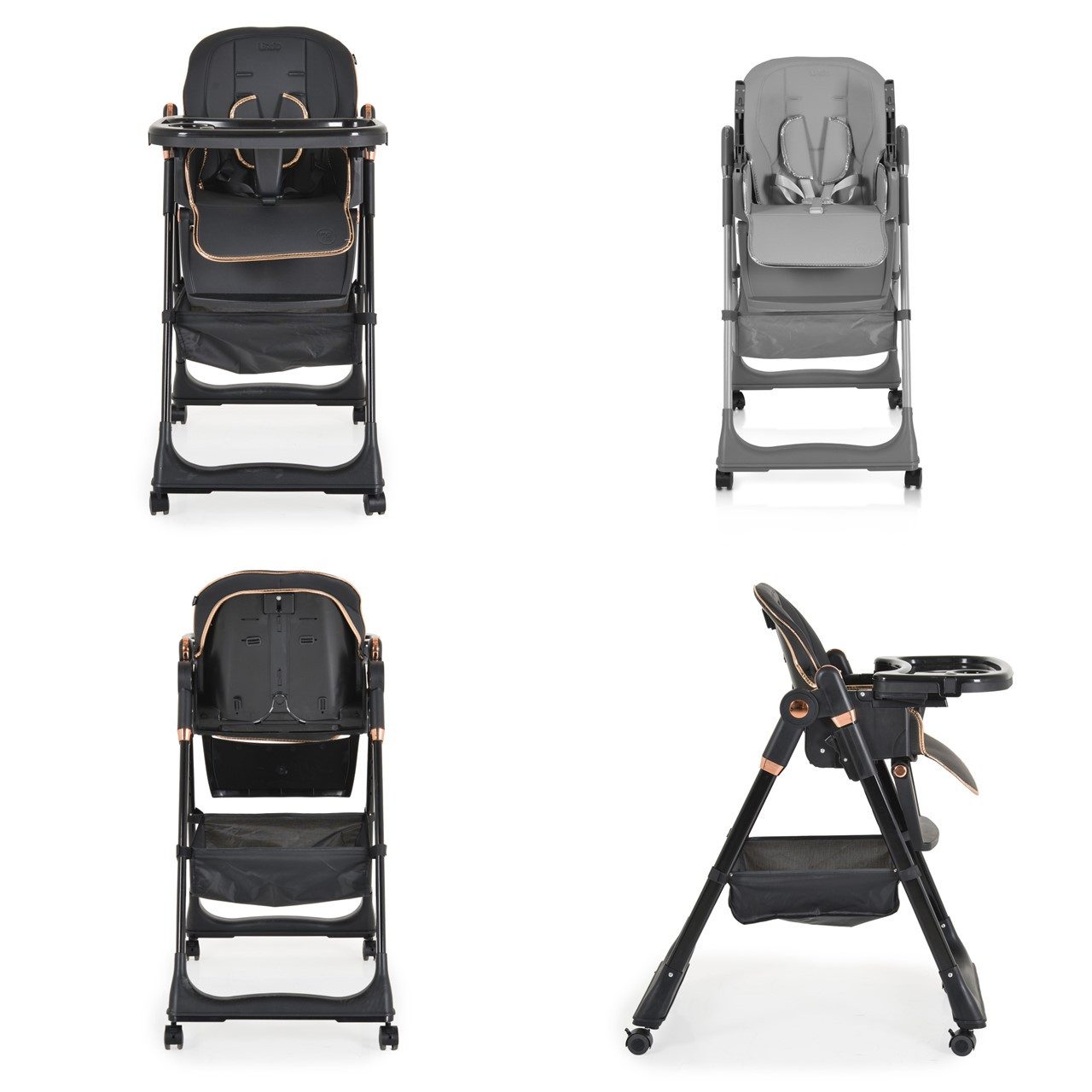 Moni Kombihochstuhl Kinderhochstuhl Lindo klappbar, Lätzchen Besteck Räder Korb höhenverstellbar