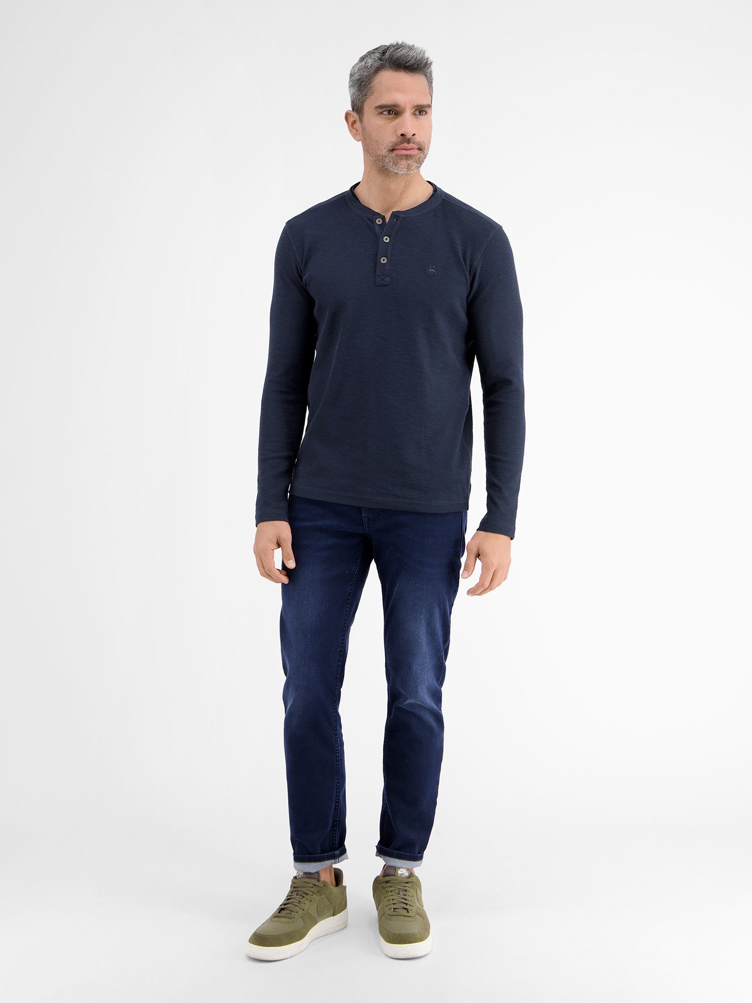 Strukturqualität Langarmshirt NAVY in LERROS Serafino LERROS CLASSIC