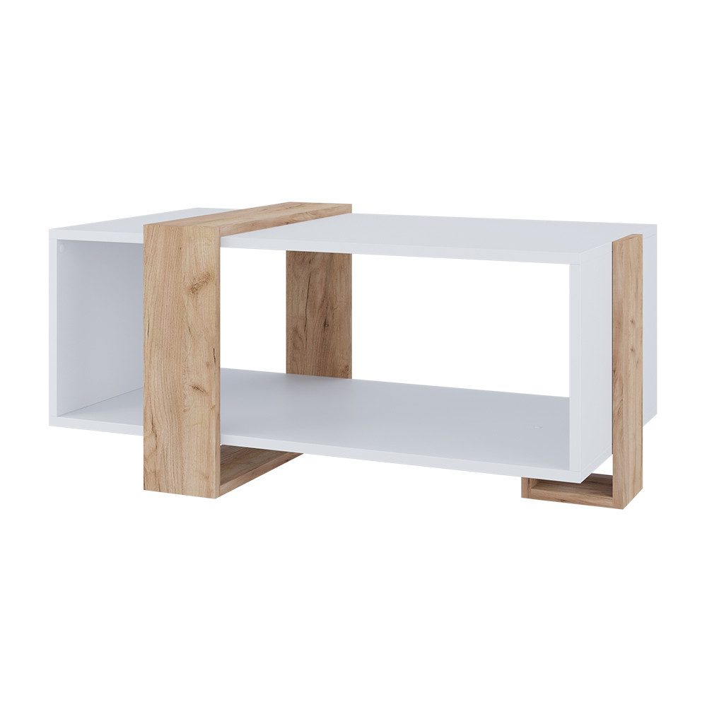 Vicco Couchtisch Aven, Weiß/Goldkraft Eiche, 91.5 x 52 cm günstig online kaufen