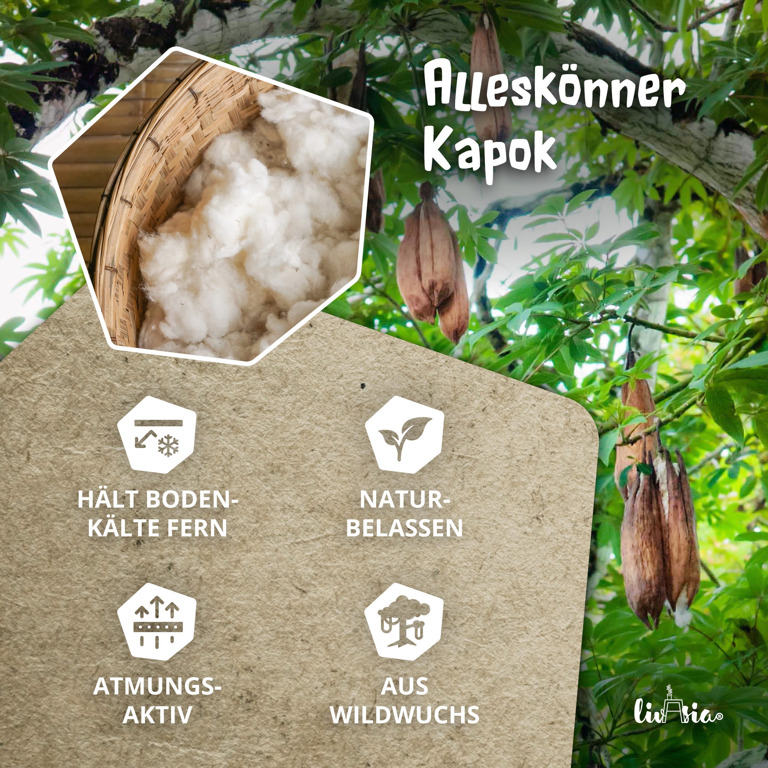 Reisebett-Matratzen Rollmatte 75 cm breit, vegan und handgefertigt, 200x75x4,5cm, livasia, 4.5 cm hoch, Kapok