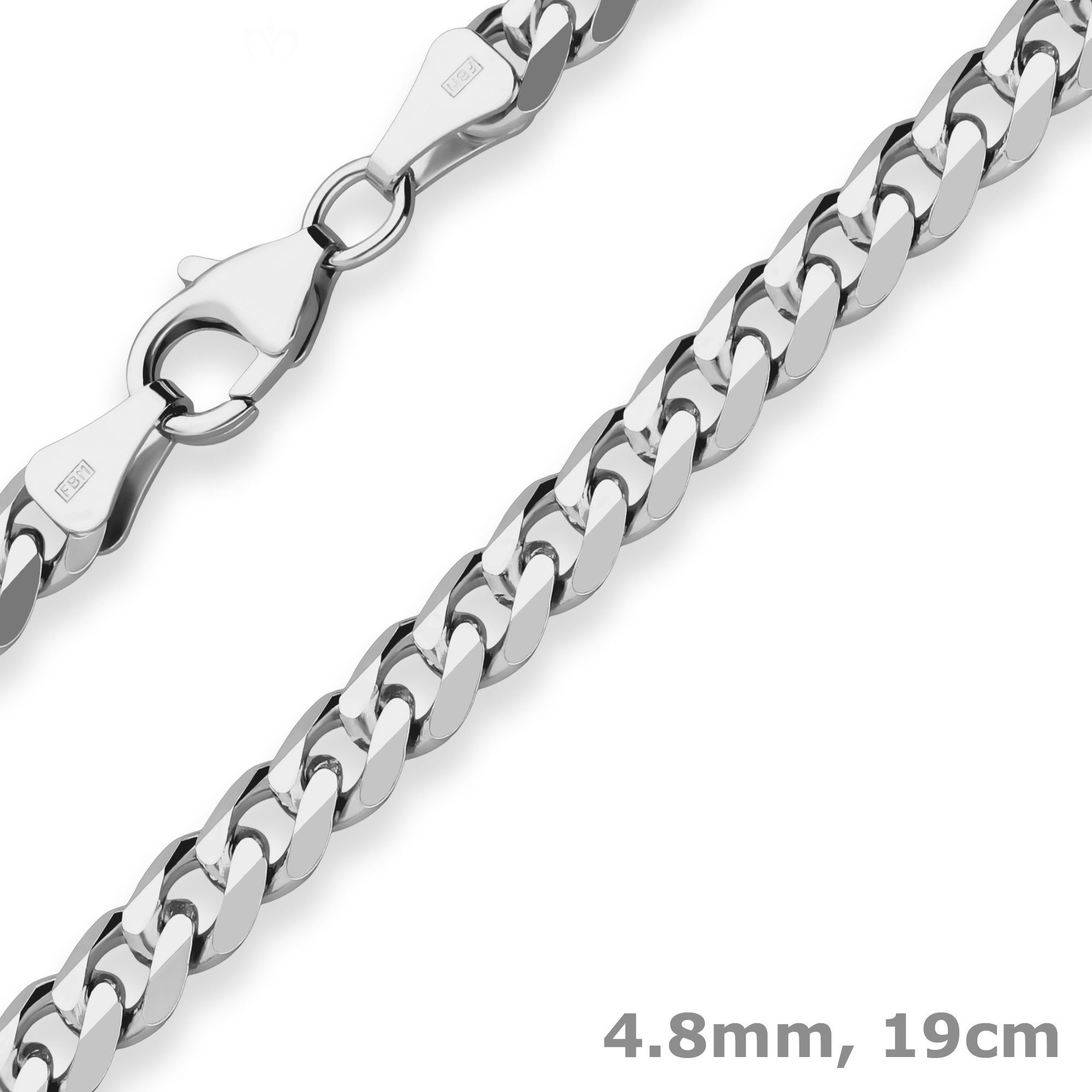 Schmuck Krone Panzerarmband 4,8mm Armband Panzerkette aus 925 Silber 19cm, Silber 925