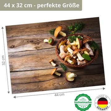 Platzset, Tischsets I Platzsets - Herbst - Pilze im Korb, Tischsetmacher, (aus Naturpapier in Aufbewahrungsmappe, 12-St., 44 x 32 cm / braun), Made in Germany