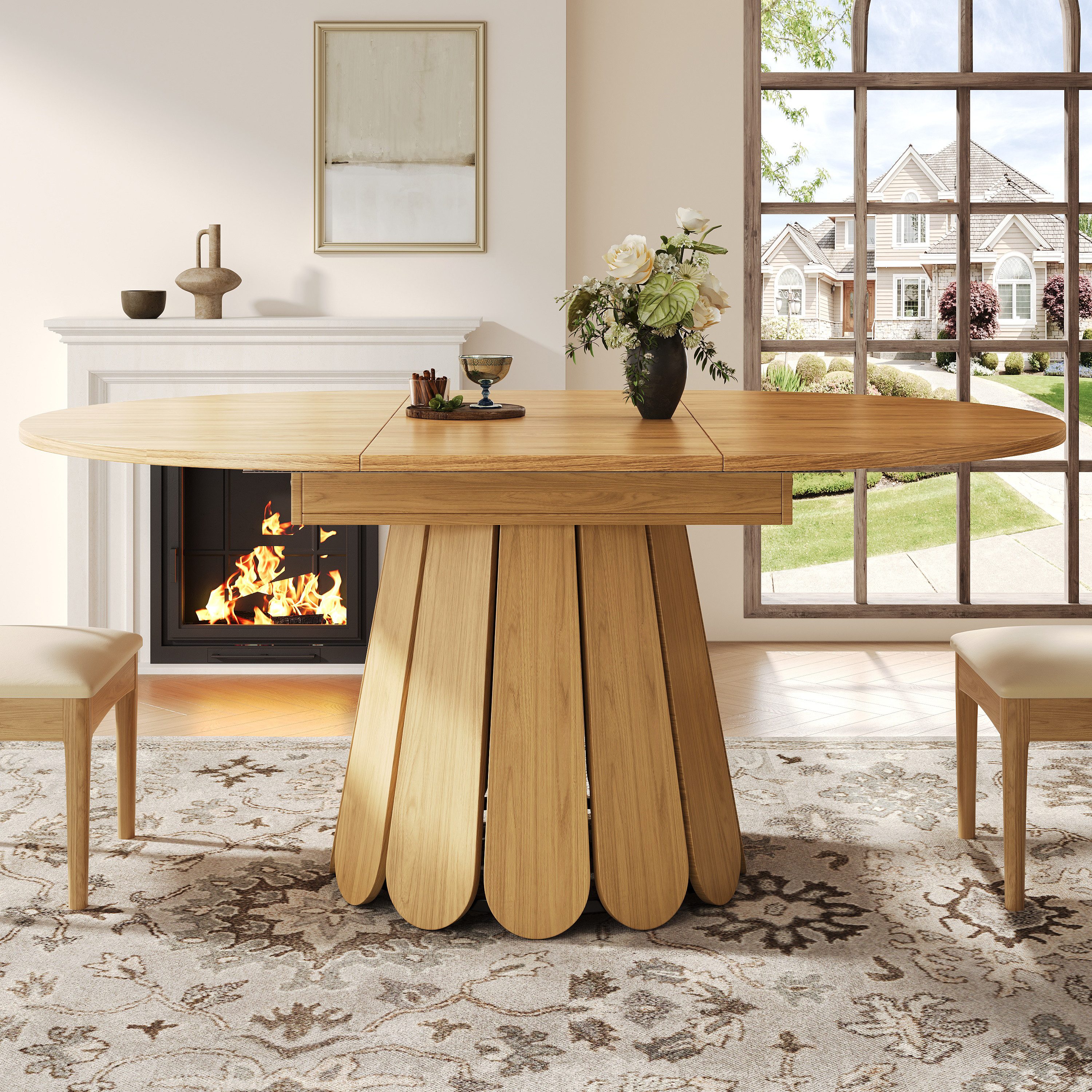 OKWISH Esstisch Runder Tisch,Moderne Esstisch,Teleskoptisch (Esstisch günstig online kaufen