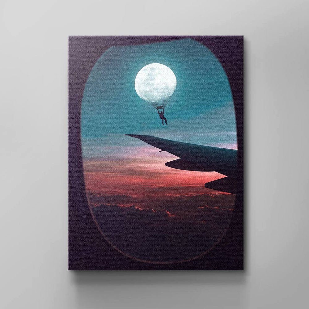 Ausblick Wandbild Leinwandbild, Mond & Rahmen mit Modernes ohne Flugzeug DOTCOMCANVAS® von